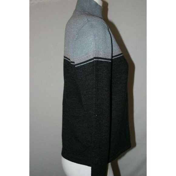 Amanda Smith Womens Colorblock Gray Blue Turtleneck Sweater Long Sleeve Medium - Picture 2 of 5